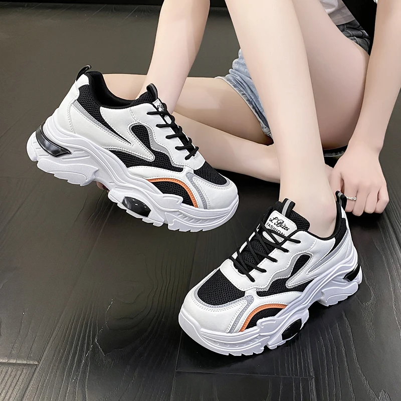 

Rimocy Mix Color Breathable Sneakers Women 2023 Autumn Lace-Up Platform Sports Shoes Ladies Thick Bottom Non-Slip Casual Shoes