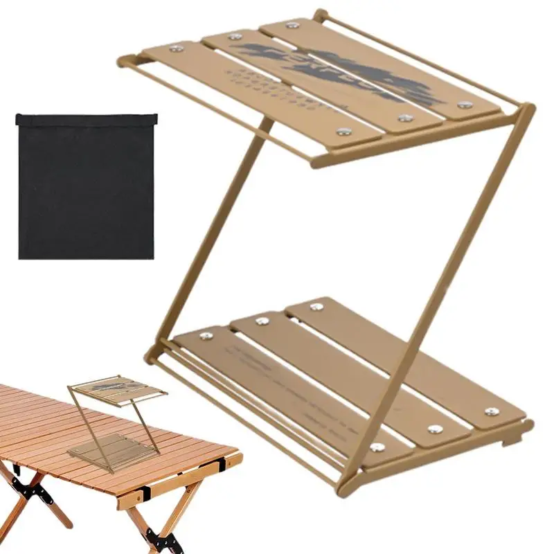 

Складные полки, 2-слойные складные полки для кемпинга, хранение из алюминиевого сплава, углеродистой стали, прочные товары для кемпинга на заднем дворе