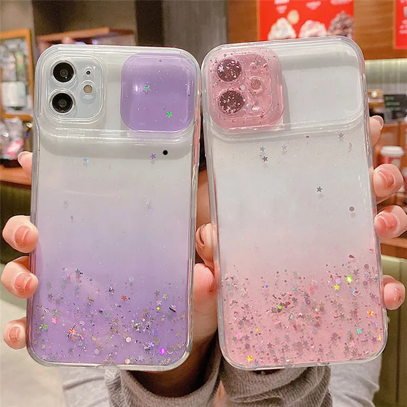 

Блестящий Прозрачный чехол для телефона iPhone 13 Pro Max, чехол для iPhone 12 11 Pro Max XR X XS 7 8 Plus 11, защитный чехол для объектива камеры