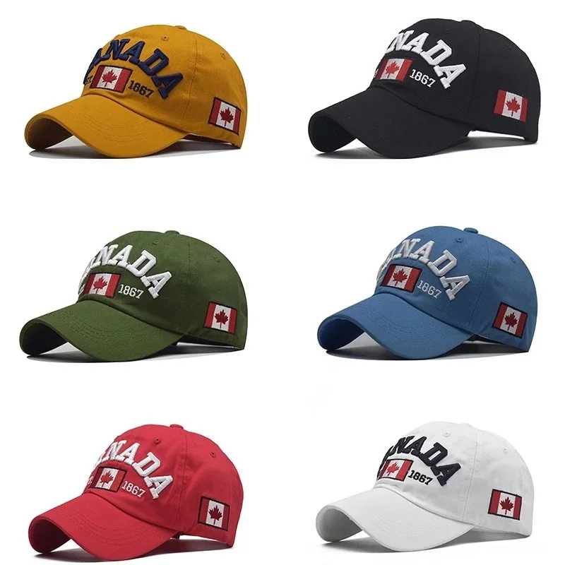 

I Love Canada Washed Cotton Embriodery Baseball Cap For Men Women Fashion Snapback Cap Maple Leaf Hip Hop Caps Sun Dad Hat 2022