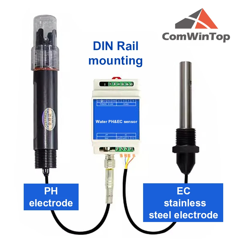 

Электродный зонд PH EC для воды 2-в-1, датчик RS485, детектор, промышленный монитор сточных вод для сельскохозяйственной аквакультуры