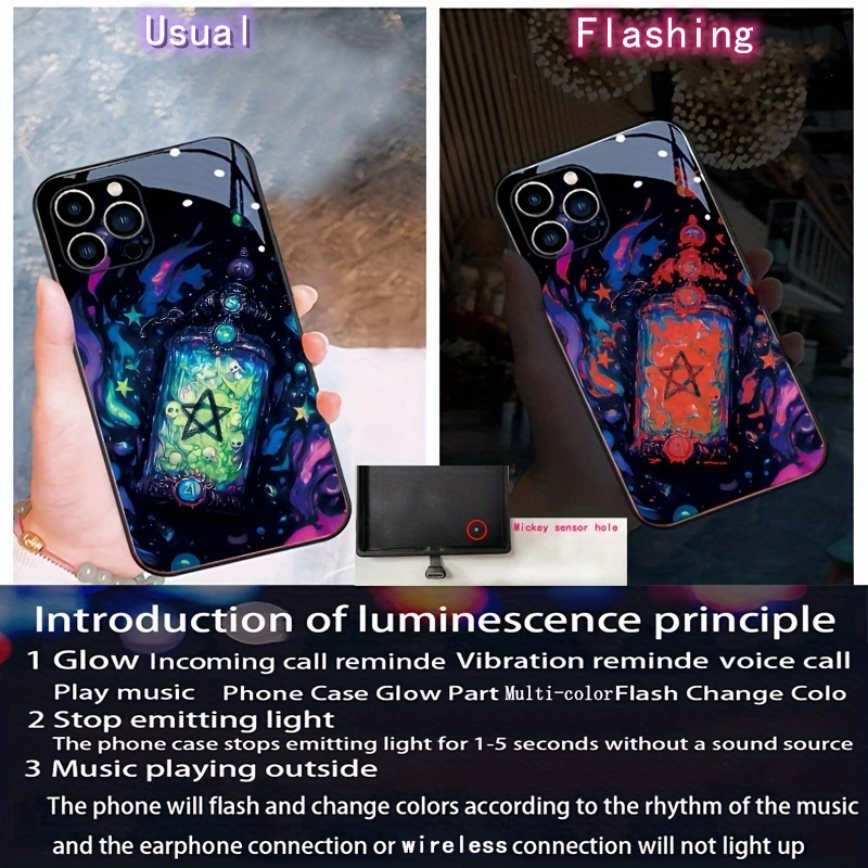 Фото Светящийся чехол для телефона Starry Drifting Bottle для Samsung S25 S24 Ultra S22 S23 S21 Ultra FE Plus Skull LED Flash Cover Capas Bags №5