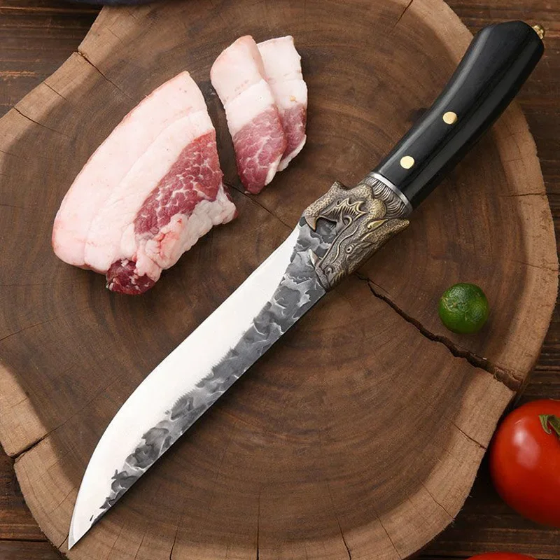 Нож мясника с кованой головой дракона кухонный нож для измельчения мяса из