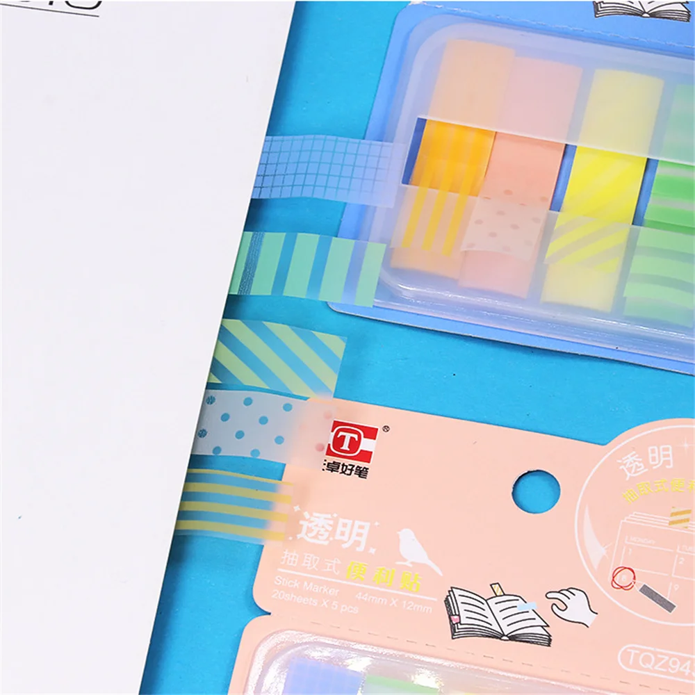 

100sheets Transparent Index Label Stickers Sticky Notes Daily Planner Label Memo Stickers DIY Color Bookmark Classify Marks
