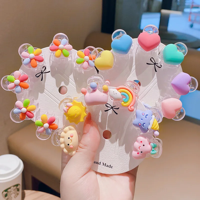 

6Pcs Mini Cute Baby Hair Claws Pins Clips Summer Kawaii Cartoon Bangs Hairpin for Kids Girls Floral Barrettes Accessories Items