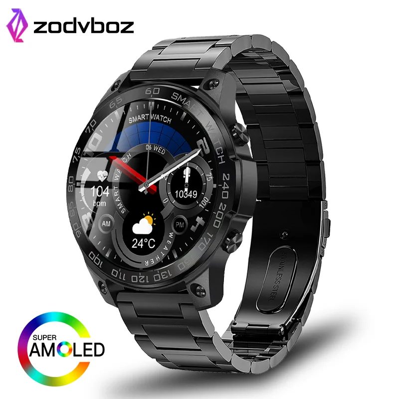 

NFC Smart Watch Men Always-on Display Screen Blood Oxygen Monitor Custom Dial Answer Call Waterproof AMOLED Smartwatch ZODVBOZ