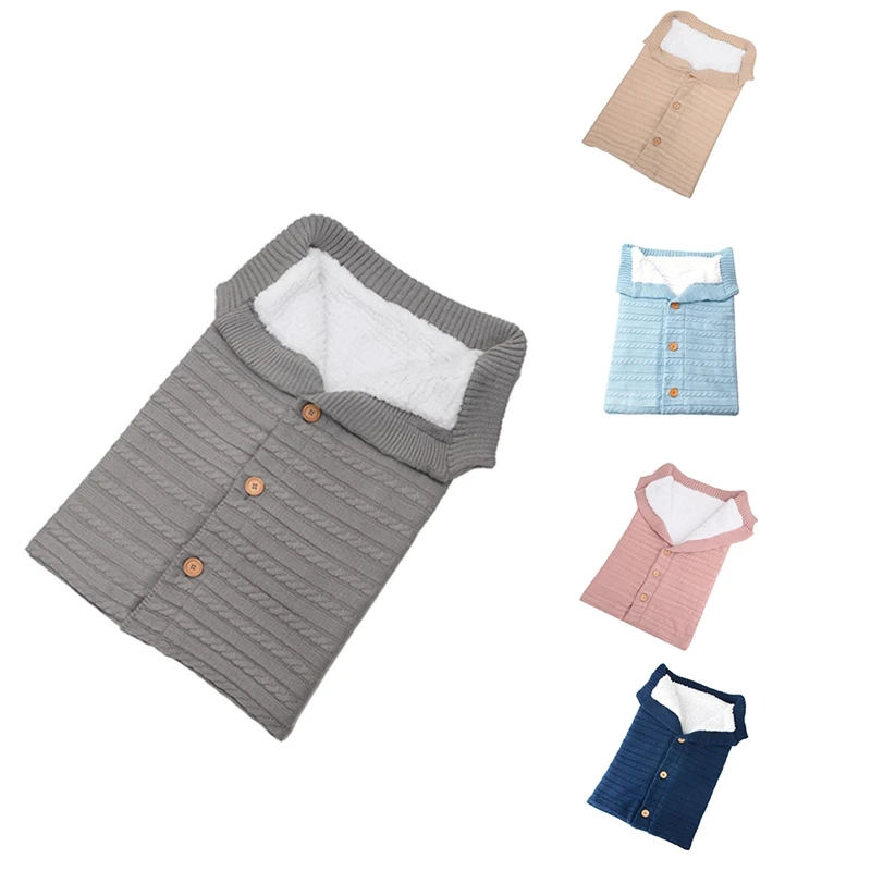 

Baby Sleeping Blanket Soft Thick Wool Knitted Stroller Wrapped Baby Accessories Blanket Unisex