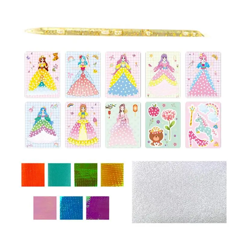 

Princess Dress-Up Playset Painting Book Set DIY Poke Crafts Educational Toy Hand-Painted Dress-Up Activity DIY Arts Designer Kit