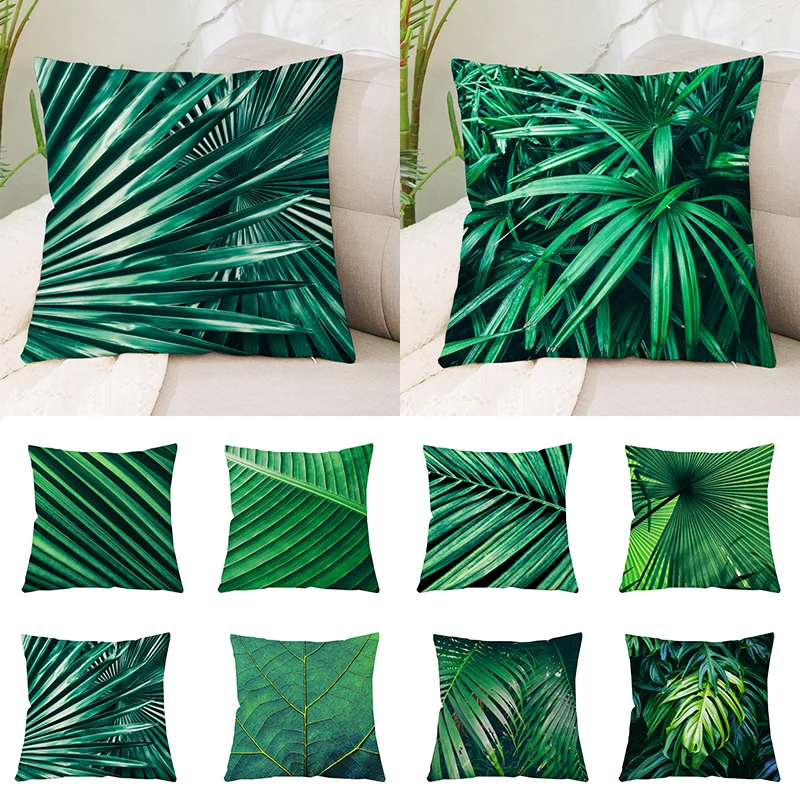 

Tropical Leaves Cushion Cover Summer Green Decorative Pillow Case 45*45cm Household Pillowcase Living Room Bedroom Pillow Cover