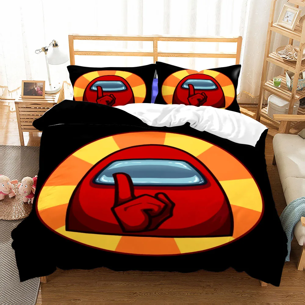 

Modern Cartoon Style Bedding Set 2/3pcs 210x210 Twin Full Size Game Among Us Comforter Quilt Cover For All Seasons Home Textile