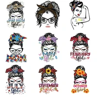 fashion girl glitter diy t shirt dresses applique heat transfer vinyl stickers thermal press on hoodie funny design on clothes
