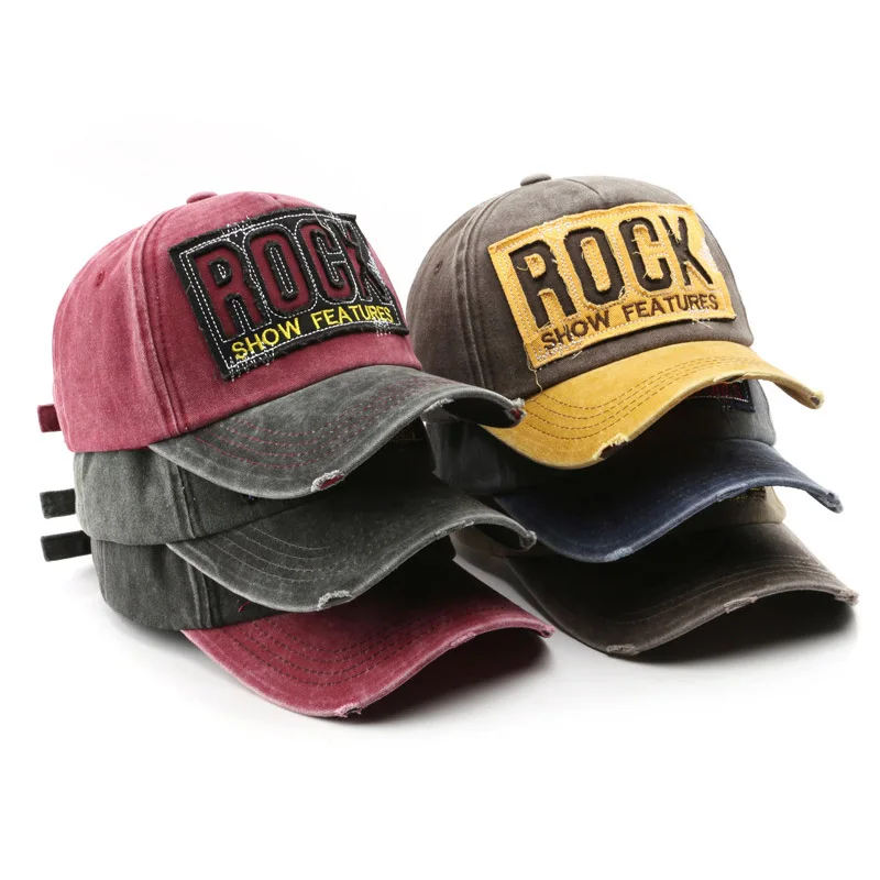 

Кепка с вышивкой рок для мужчин и женщин, уличная бейсболка от солнца с потертостями, с потертым краем, лето 2022