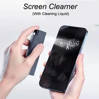 2in1 phone screen cleaner spray computer tablet screen dust removal microfiber cloth set cleaning artifact with cleaning liquid