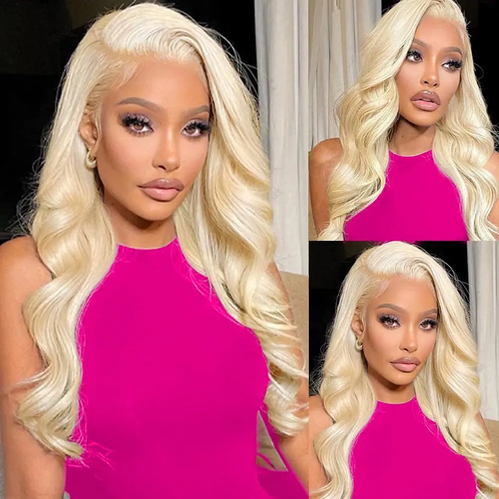 

613 Body Wave Lace Front Wig Human Hair Brazilian 13x4 Blonde Lace Frontal Wig PrePlucked Bleached Knots with Baby Hair 28inches