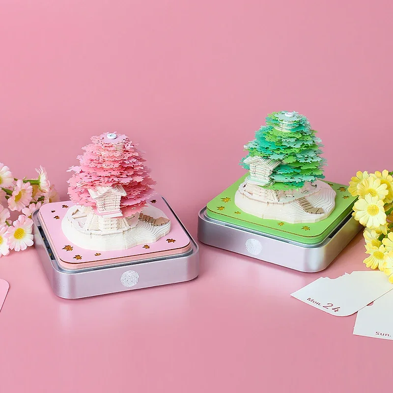 3D календарь 2024 Sakura Tree House блокнот для записей креативная бумага вырезания