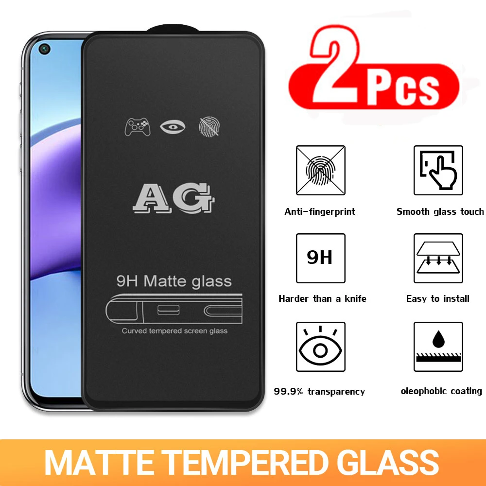 

2PCS Matte Tempered Glass For Huawei P40 Lite P30 Protective Film on Honor 50 60 10i 10X Mate 20 8A 8C 8X 9A 9X PSmart 2021 2019