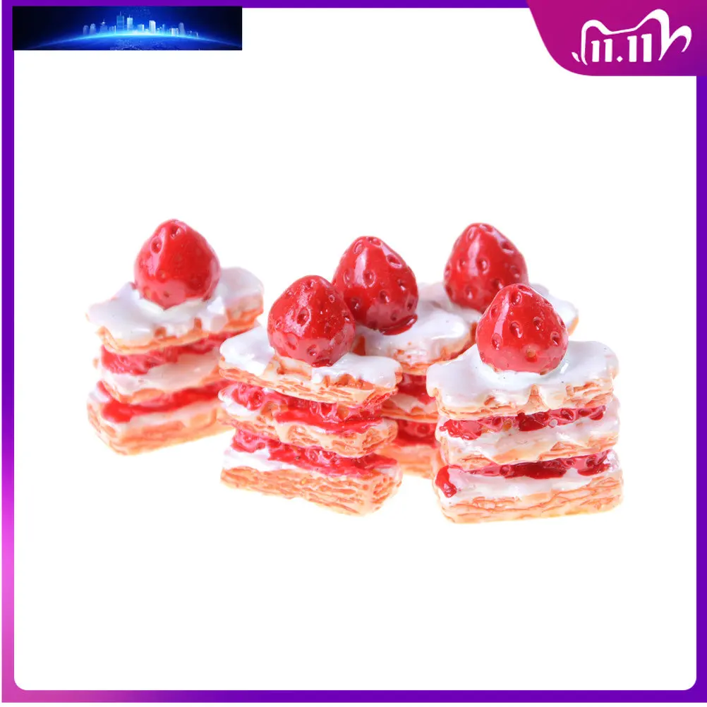 

Mini Strawberry Cake Figurine Cabochon Toys Dollhouse/Miniatures DIY Phone Case Accessories Kids Kitchen Toys girls toy