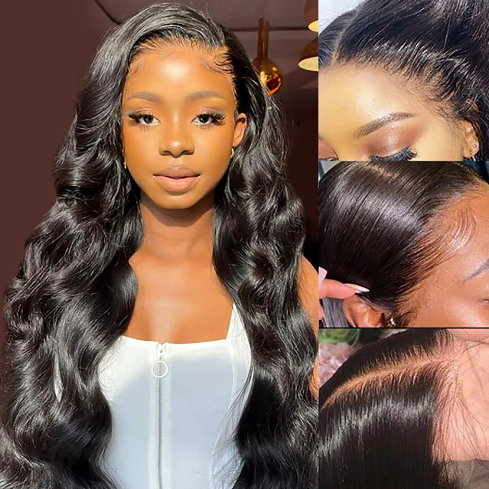 Парик из натуральных человеческих волос на сетке спереди с эффектом омбре