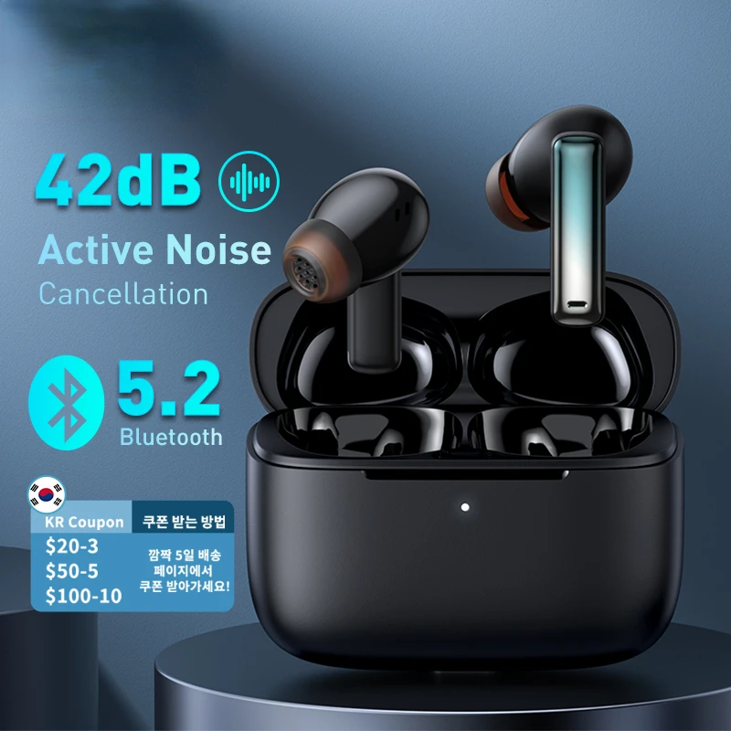 

Bowie M2 ANC TWS Bluetooth 5.2 Earphones, Active Noise Cancelling Headphones, low latency, 4-mic ENC Noise reduction Genuine