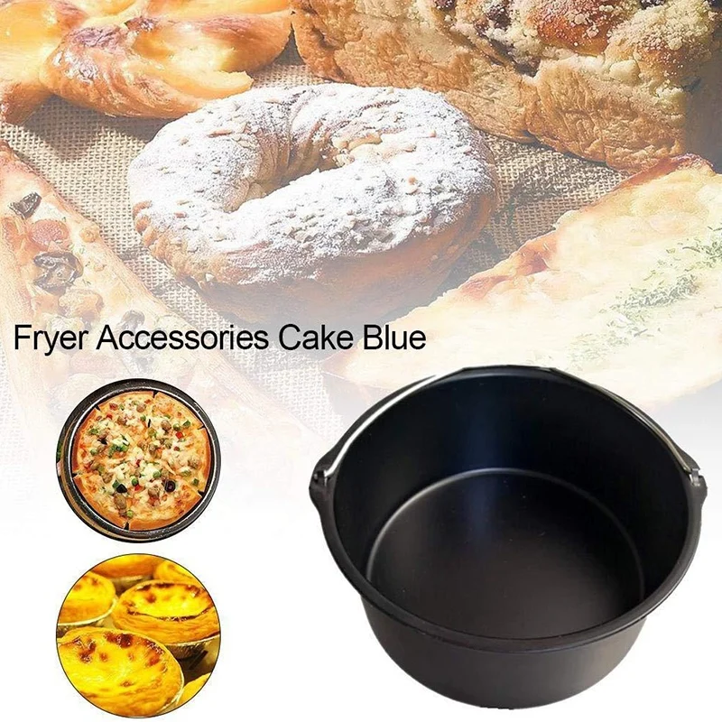 

Hot Air Fryer Accessories, Air Fryer Cake Barrel Bread Baking Basket Air Frying Pan Grill Pot with Handle