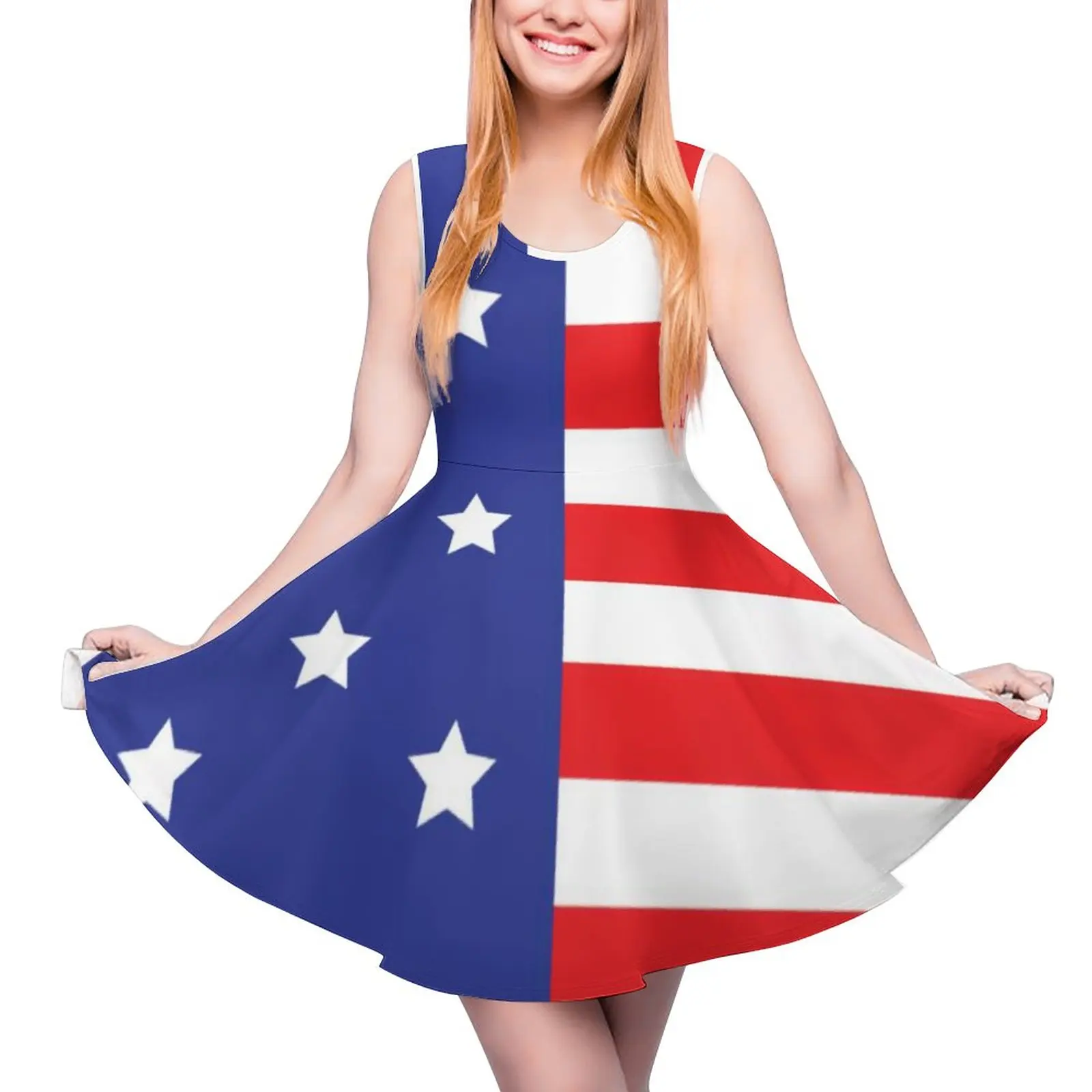 

Женское летнее платье с принтом в виде звезд и полос, размеры 3XL, 4XL, 5XL