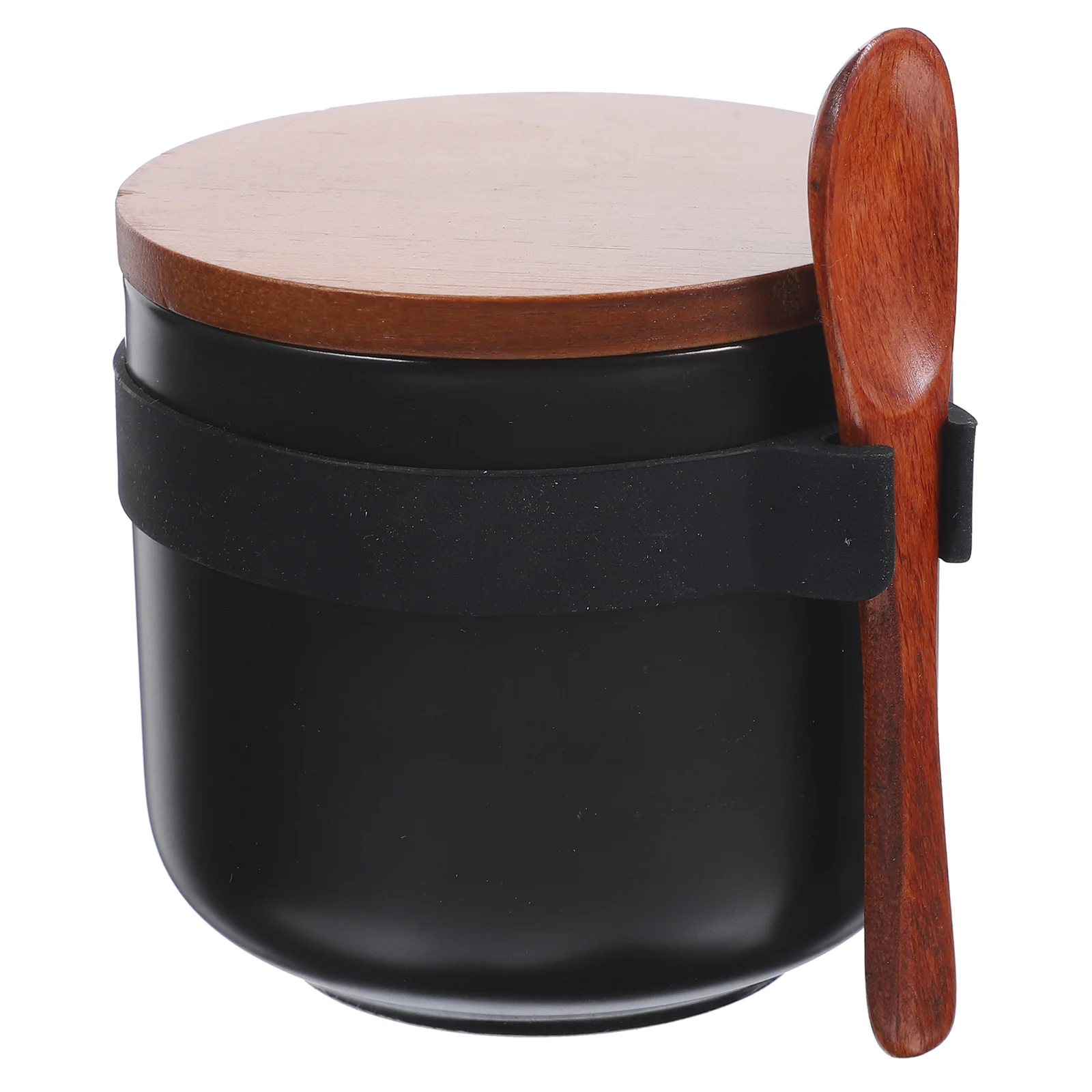 

Wooden Ceramic Jar Condiment Container Dispenser Kitchen Canister Storage