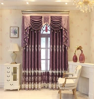 european classic elegant purple embroidered villa curtains for living room with high quality voile curtain for bedroom kitchen