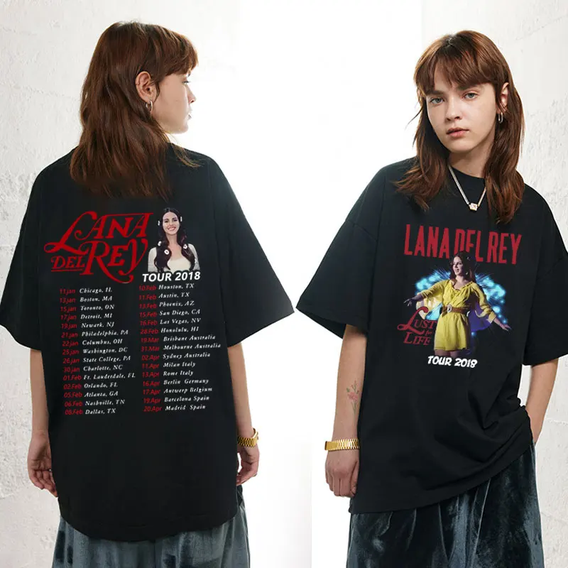 

Singer Lana Del Rey T Shirt Lust for Life Tour Concert Print T-shirts Men's Women Hip Hop Vintage Oversized T Shirts Streetwear