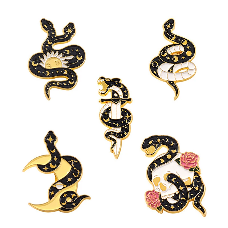 1 шт. креативная модная мультяшная черная змея брошь на лацкан значок заколка