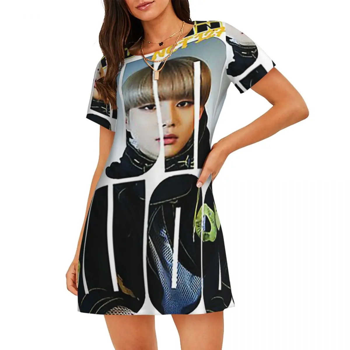 Фото Ночная рубашка Custom NCT 127 Jungwoo Superhuman с короткими рукавами для женщин, мягкая пижама-платье. №2