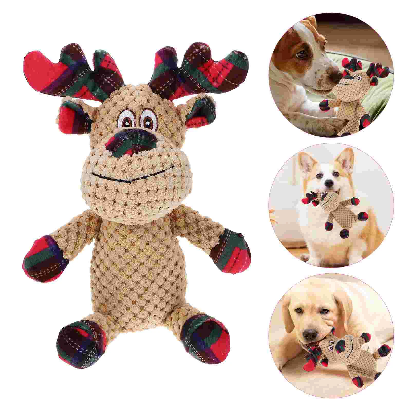 

Christmas Dog Squeaky Toy Plush Dog Teething Toy Pet Biting Toy Chewing Toy