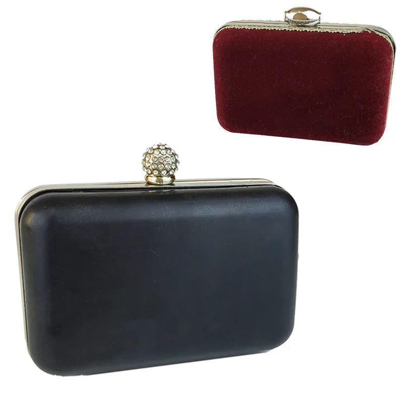 Crystal Ring On Top Metal Box Clutch Evening Purse Frame With Plastic Black Cover Diy Handbag Accessories Obag Parts Handles