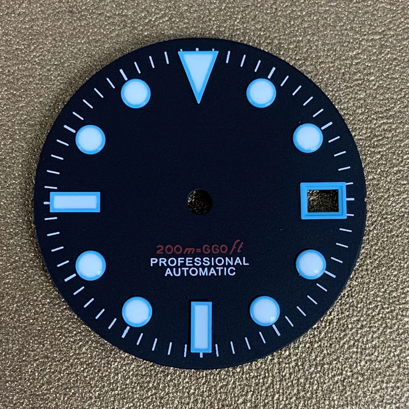 S Black-faced Watch Dial Accessories Modified with 28.5mm Green Luminous for The NH35 NH36 Movement Watch Accessories