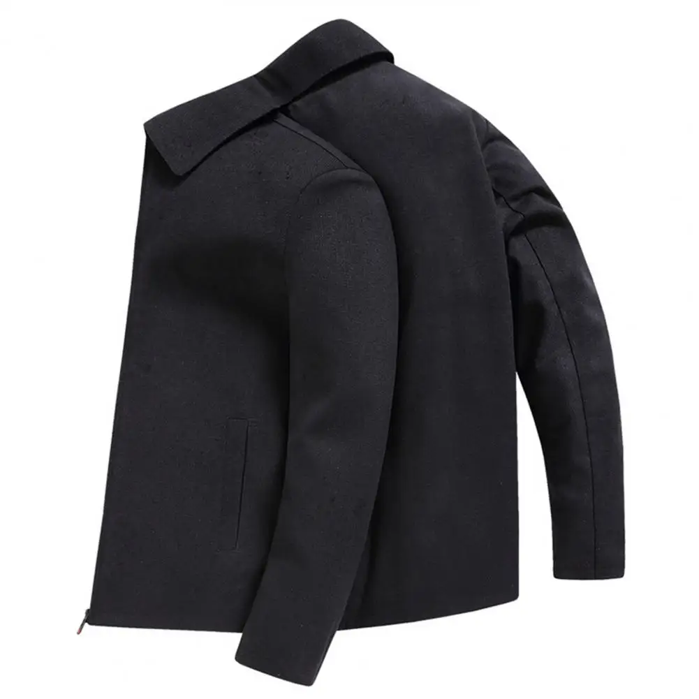 

Мужская осенне-зимняя куртка, зимнее теплое пальто для мужчин среднего возраста, утепленный кардиган, куртка с лацканами и карманами на молнии