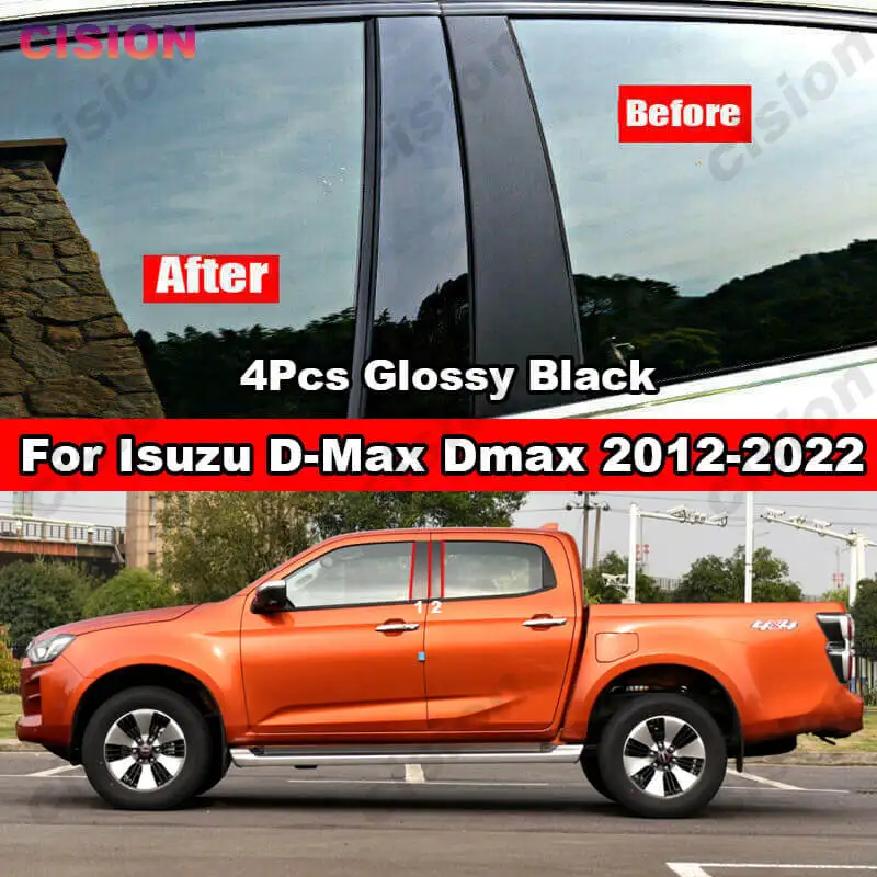 

Car Window Door Column B C Pillars Posts Cover Trim for ISUZU D-Max Dmax 2012-2022 Glossy Carbon Fiber Black PC Material Sticker