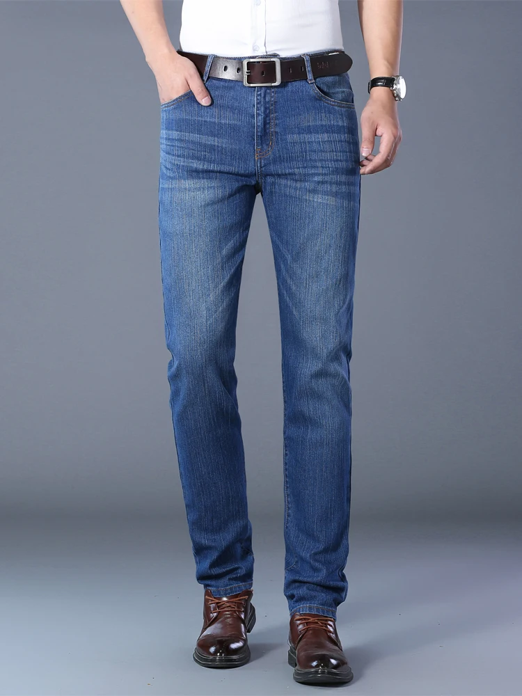 Thoshine Brand Spring Autumn Men Denim Jeans Straight Fit Superior Quality Male Casual Denim Pants Elastic Cowboy Trousers