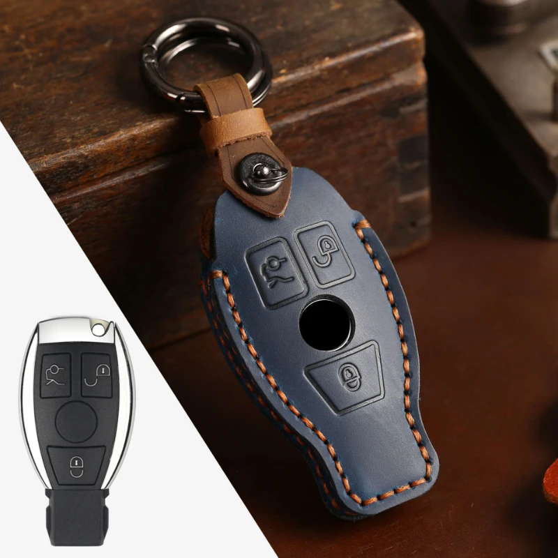 

Car key bag suitable for Mercedes-Benz C-class E-class car key chain E300 first layer cowhide interior accessories key cover