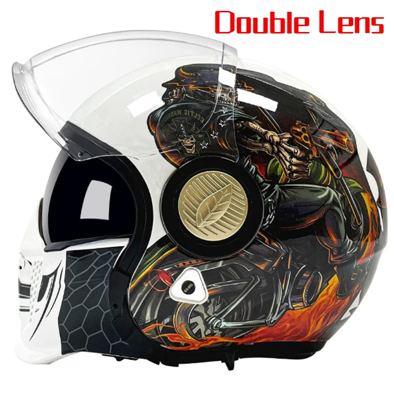

QIKE Detachable Chin Full Face Double lens Motorcycle Helmet Motocross Racing Off Road Combined Casque Moto Casco DOT