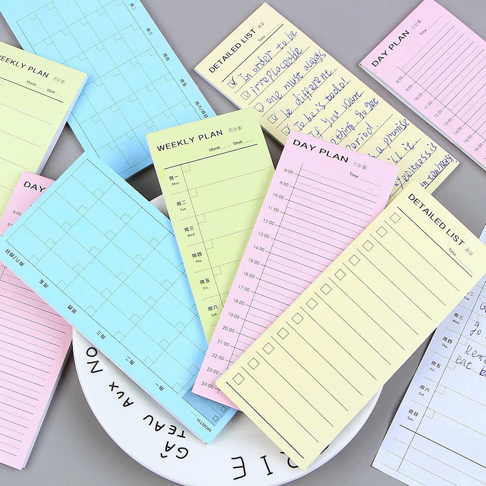 

1Pcs Daily Weekly Month Planner Check List Portable Small Book Memo Pad Sticky Notes Stationery School Supplies