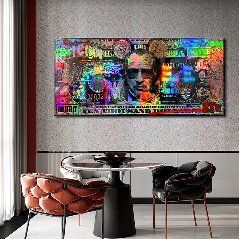 

Film Godfather De Wolf Van Wall Street Bitcoin Canvas Painting Creativity Money Art Poster Prints Wall Pictures for Home Decor