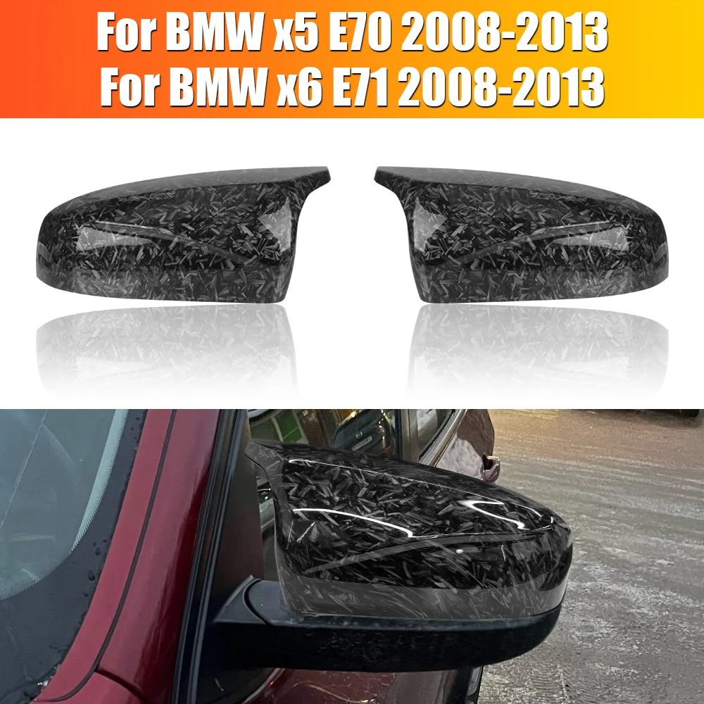 

For BMW X5 X6 E71 E70 2008-2013 Car Accessories Forged Pattern Rearview Mirror Cover 2 PCS Wing Side Mirror Cap