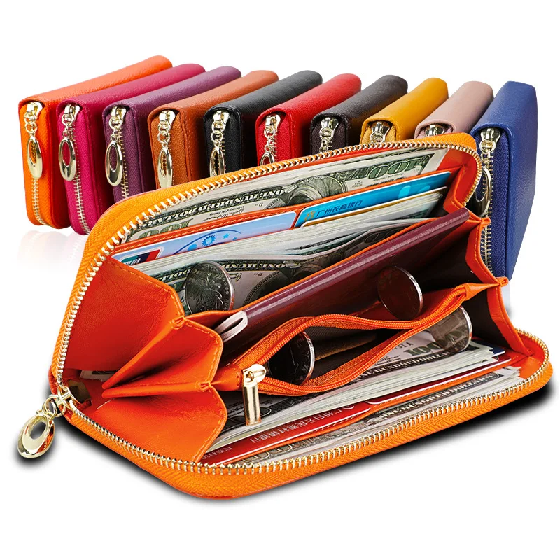 

Women's Leather Wallet Zipper Clutches Long Wallets Fashion Female Purses Money Bags Handbags Womens Cards Holder Wallet