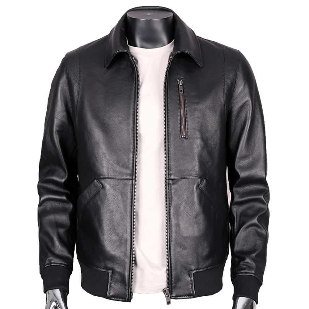 

Sheepskin Leather Jacket For Men Business Style Casual Slim Fit Trending Genuine Leather Mans Coat Winter Automotive Streetwear