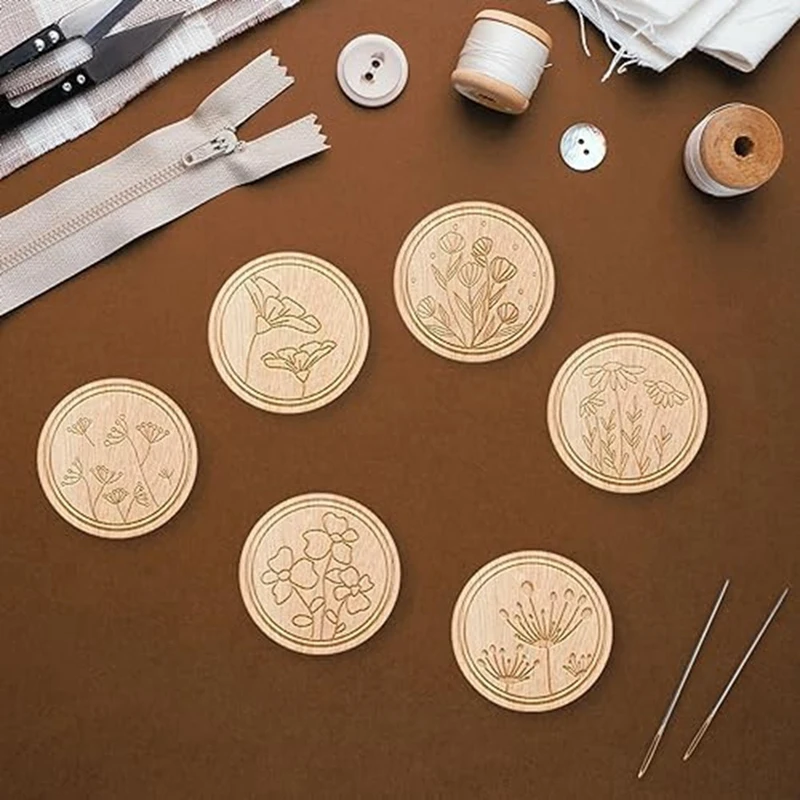 6 шт. держатели игл с цветочным узором для вышивания и штифтов