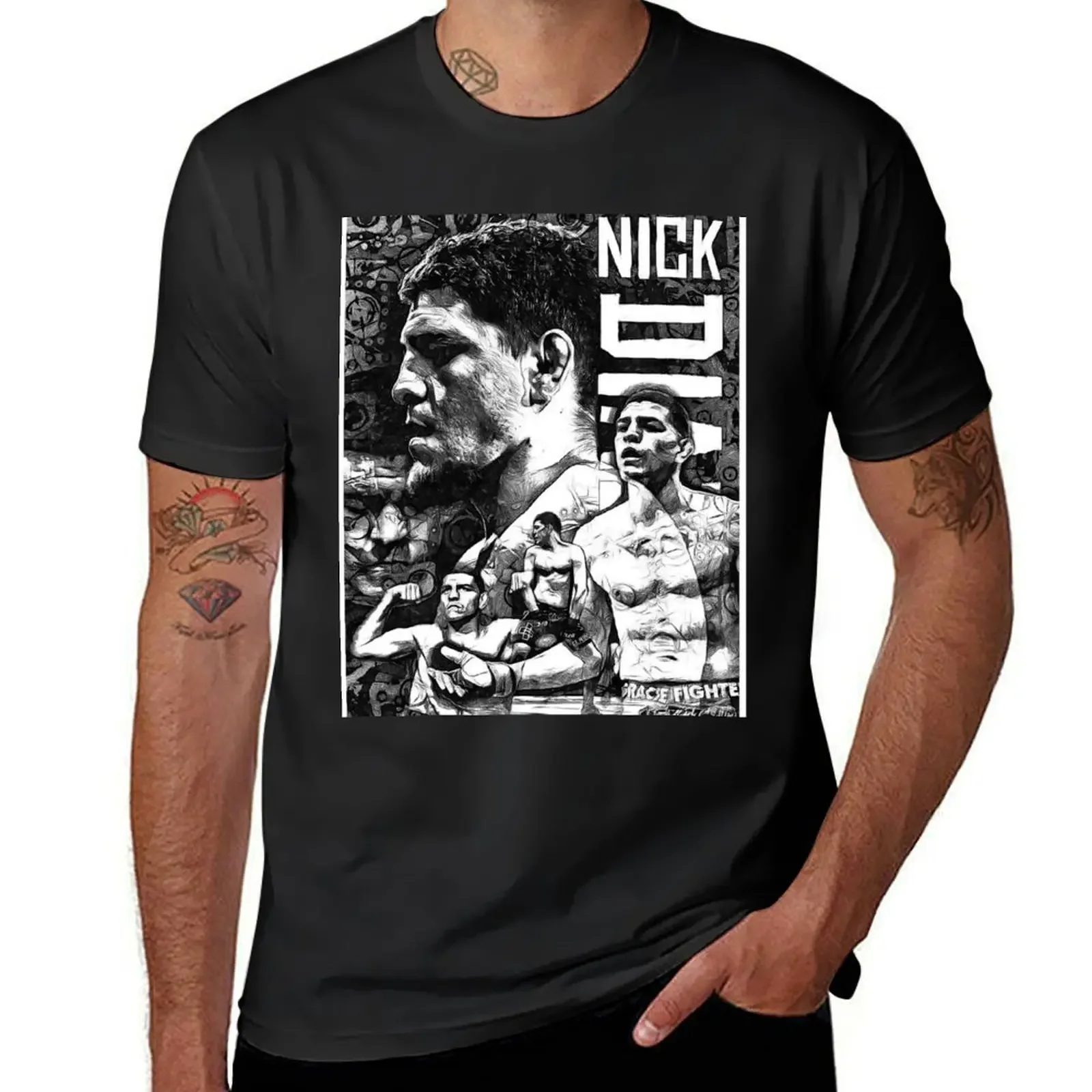 Футболка мужская компрессионная с графическим принтом черно-белая |