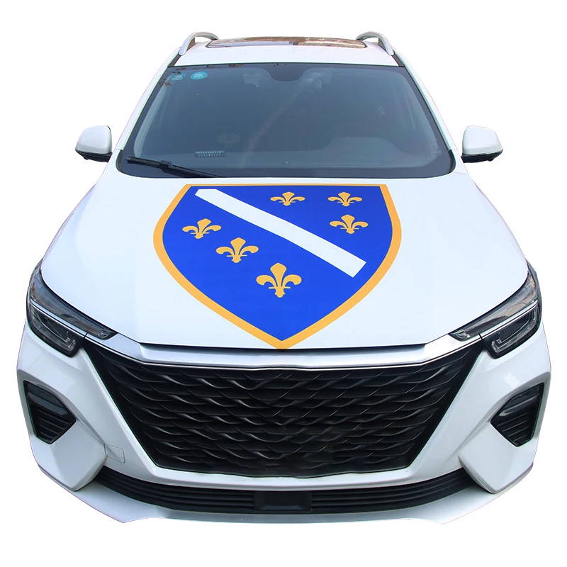 Флаг Боснии 115x160 см для декора капота автомобиля, эластичная ткань для внедорожников и грузовиков, полная графическая расцветка, баннер на капот (art.: 3920daf490f69) - 3920daf490f69