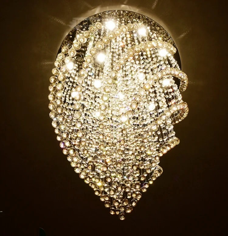 

Light Luxury Modern Long Hotel Hallway Led Mental K9 Indoor Crystal Chandelier
