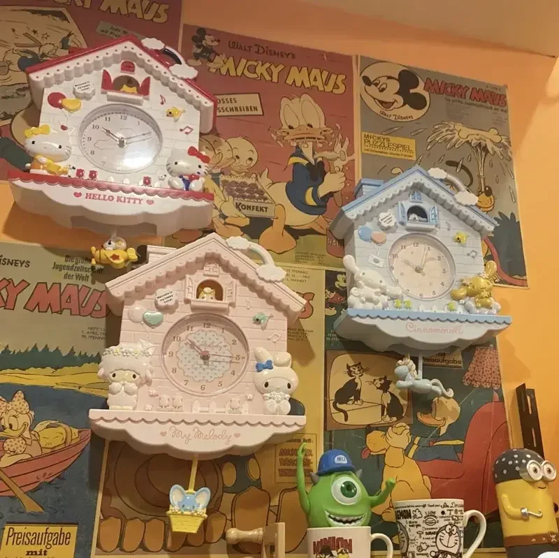 Новинка милые коричные часы Melodys Hello Kittys pompurins настенные подвесные качающиеся для