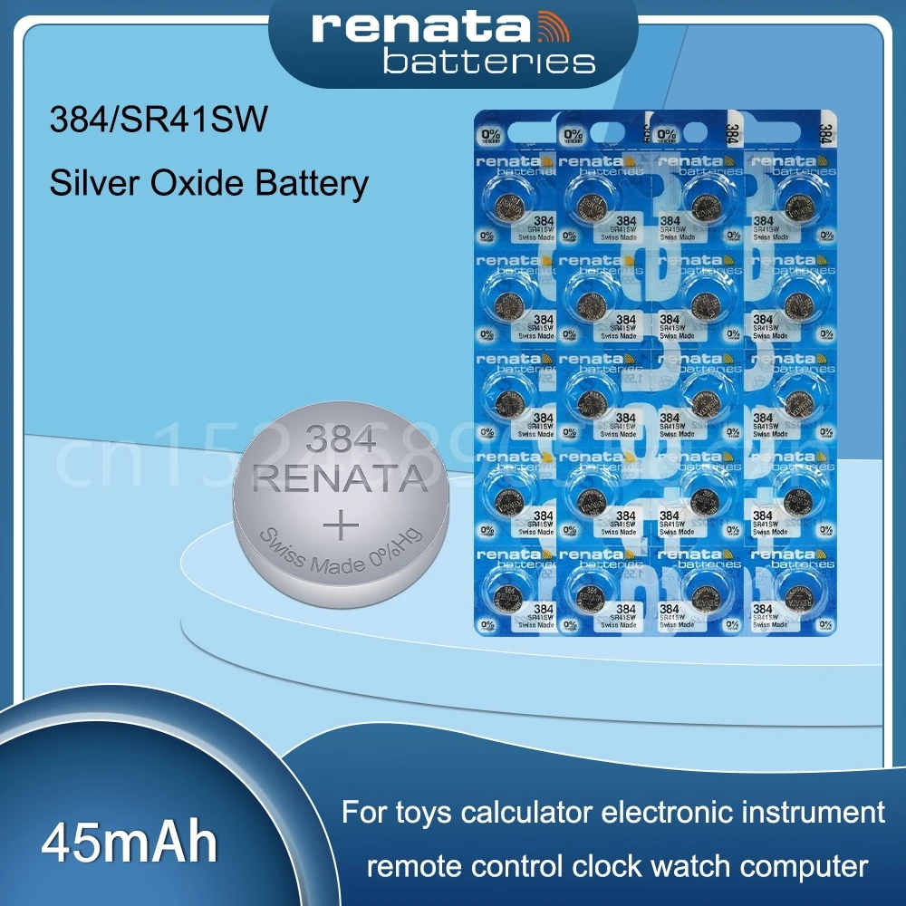1,55 в Оригинальный Renata 384 SR41SW AG3 LR41 392A LR736 V3GA 192 Серебряный оксид Аккумулятор для часов игрушечные весы Кнопка монета ячейка