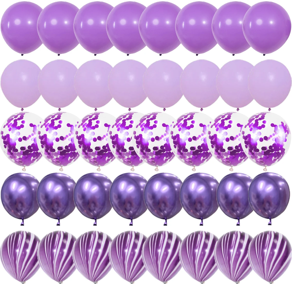 

Фиолетовые матовые латексные шары с конфетти